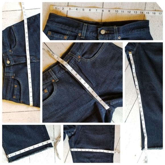 Vintage Levi's 577 cropped wide leg raw hem Retro - Picture 5 of 8